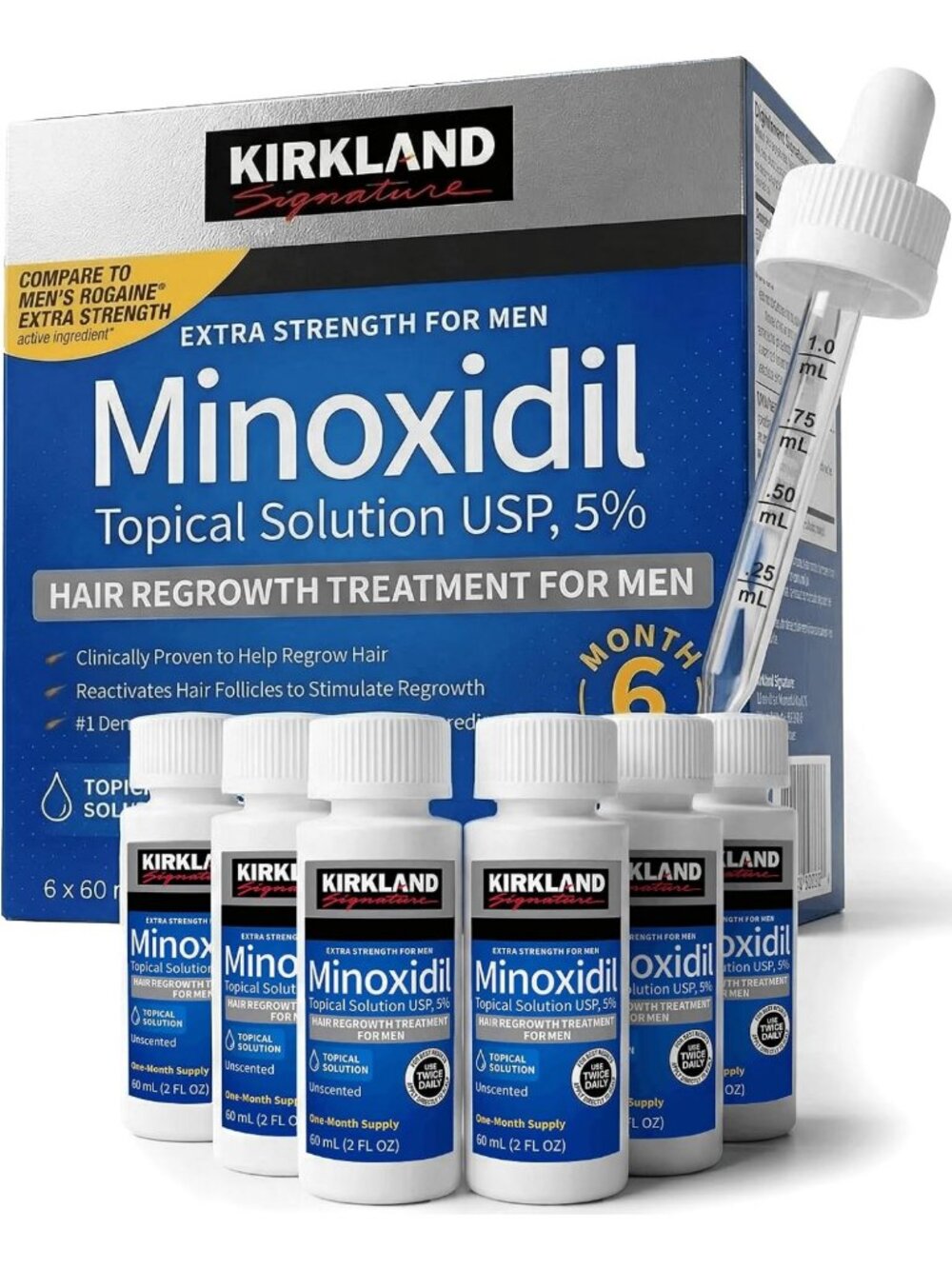 Extra Strength Hair Regrowth Treatment for Men, 5% Minoxidil, 6-Month Supply